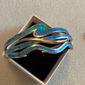 Sterling Silver Sea Glass Opal Bracelets